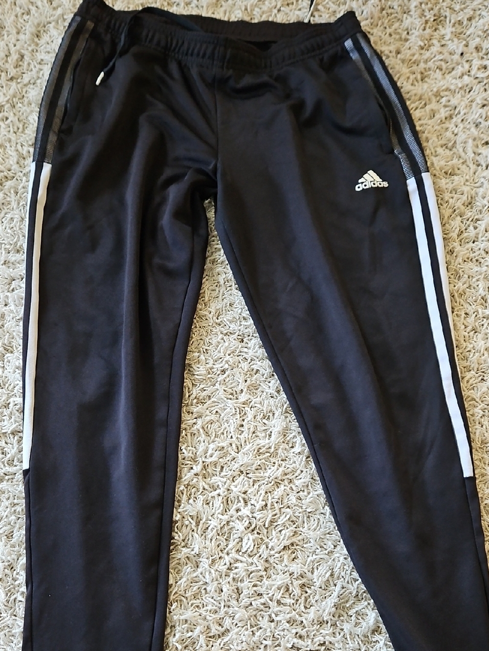Adidas Womens Black Track Pants with White Side Stripes